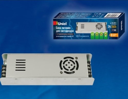 Блок питания для светодиодной ленты Uniel 24В UET-VAS-360B20 15А 360Вт IP20 200х110х50мм картинка 